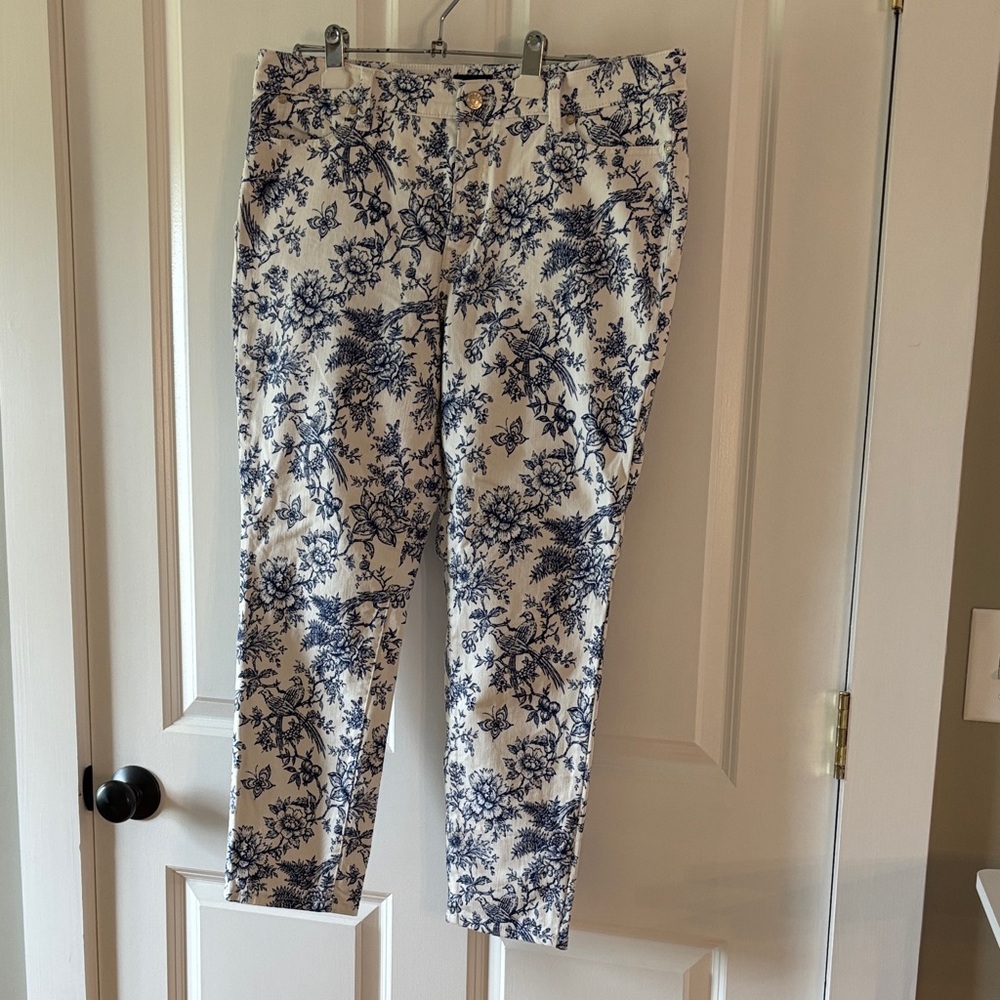 Floral Blue and White Talbots Jeans 14 Petite
